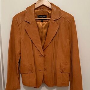 Women's Brown Leather Blazer